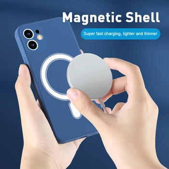 Tinka iPhone 12mini, 12 / 12pro, 12pro max serijos naujus skystu silikonu magnetinio siurbimo mobilųjį telefoną padengti