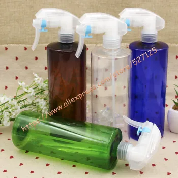 500ml išvalyti/mėlyna/žalia/ruda PET sukelti purškimo butelis su stipriais purkštuvas ginklą.vandens purškimo butelis,tualetinio vandens daugkartiniai butelis