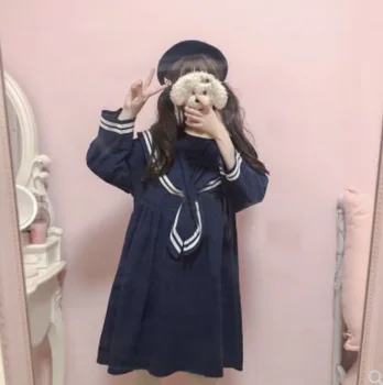 Japonijos saldus lolita dress studentų mielas minkštas mergina kawaii karinio jūrų laivyno biuras princesė pavasario JK vienodas suknelė Lolita cos op loli