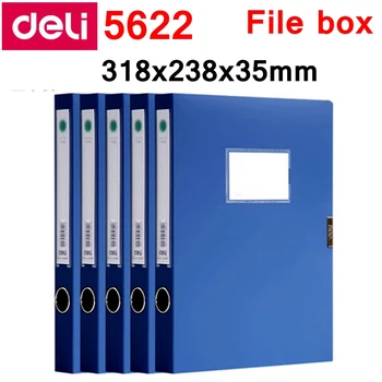 5VNT/DAUG Deli 5622 5623 A4 formato failą, langelyje dokumentų lange failo atveju su Pliušinis užsegimas 35mm 50mm Spalva mėlynos ir juodos didmeninės