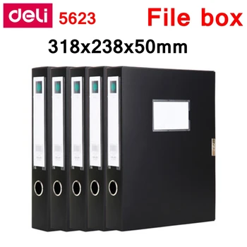 5VNT/DAUG Deli 5622 5623 A4 formato failą, langelyje dokumentų lange failo atveju su Pliušinis užsegimas 35mm 50mm Spalva mėlynos ir juodos didmeninės