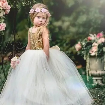 Princesė Bamblys Vaikams, Kūdikių Mergaitės Šalis Vestuvių Tutu Suknelės Nėriniai Blizgančiais Rankovių Lankas Suknelės, Vaikų Drabužiai, Kūdikių Drabužiai.