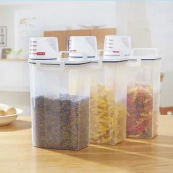 Plastikiniai Virtuvės Maisto Javų Grūdų Saugojimo Talpyklos Atveju Pupelių Bin Ryžių Laikymo Dėžutė