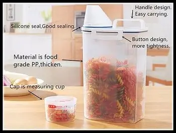 Plastikiniai Virtuvės Maisto Javų Grūdų Saugojimo Talpyklos Atveju Pupelių Bin Ryžių Laikymo Dėžutė