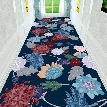 3D Gloden Gėlių Spausdinimo Plotas Pledai Koridoriaus, Prieškambario Ilgai Kilimai Miegamasis, Gyvenamasis Kambarys, Virtuvė, Vonios kambarys, priešslydžio Sistema Grindų Durų Kilimėlis