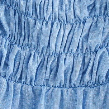 2020 m. moteris vintage blue vasaros raukiniai trumpa palaidinė moteriška mada tuščiaviduriai iš siuvinėjimo gėlių elastiniai biustas trumpi marškinėliai topai