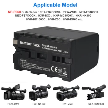 USB įvesties 6000mAh NP-F970 NP NP-F960 F960 F970 Baterija su LED Maitinimo Indikatorius Sony F960 F550 F570 F750 F770 MC1500C 190P