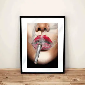 Šiuolaikinės Abstrakčios Drobės Tapybos Kūrybos Sexy Raudona Lūpų Rūkymas Debesys Sienos Meno spaudinius Kambarį, Biuro ir Namų Dekoro