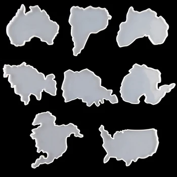1pc Intercontinental Žemyno Žemėlapį Formų Kristalų Rankų darbo Epoksidinės Pelėsių Septynių Žemynų Miestelyje Silikono Modulis 