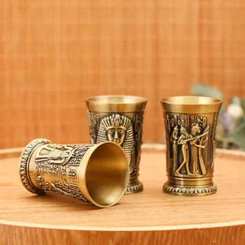 Metalo retro Egipto vyno taure kūrybos alkoholiniai gėrimai namų apyvokos trimitas asmenybės shot kokteilių puodelis