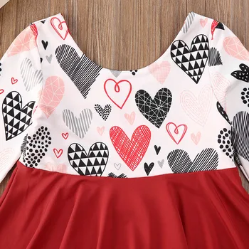 2020 M. Pavasarį Mielas Valentino Dieną Pyplys Vaikai Mergina Suknelės Ilgomis Rankovėmis Mylinti Širdis Spausdinti Kratinys Suknelė Drabužius
