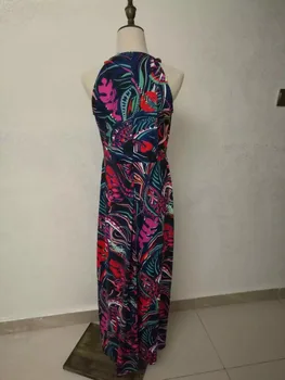Naujas 2016 m. vasaros Jersey Šilko Suknelė Moterų Berankovis Elegantiškas Abstrakčiai Bodycon Maxi Ilgas, Atsitiktinis Maxi Ilga Suknelė Plius Dydis XXL