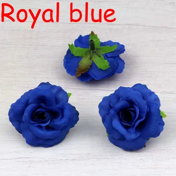 Lulang Royal Blue 5cm Netikrą Gėlių Vadovai Urmu Šilko Rožės Pumpuras Dirbtinių Gėlių, Vestuvių Šalies Namų Augalai Skrybėlę Priedai 30pcs