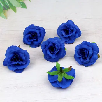 Lulang Royal Blue 5cm Netikrą Gėlių Vadovai Urmu Šilko Rožės Pumpuras Dirbtinių Gėlių, Vestuvių Šalies Namų Augalai Skrybėlę Priedai 30pcs