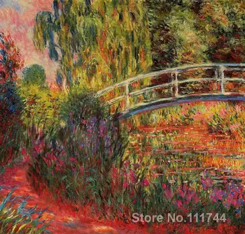 Kraštovaizdžio paveikslų Japonų Tiltas pateikė Claude Monet drobė meno Aukštos kokybės Rankų dažytos
