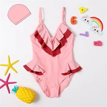 1-5Y Baby Girl Mados V-Kaklo Susiėmę maudymosi kostiumėlį Bikini Vaikams, Vaikų Vasaros Paplūdimio Atsitiktinis Maudymosi Kostiumą, maudymosi Kostiumėliai Paplūdimio