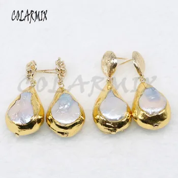 Didmeninė 4 porų Natūralių perlų auskarai Lašas auskarai Aukso spalvos sidabrą, perlų auskarai mados juvelyrika dovana lady 4847