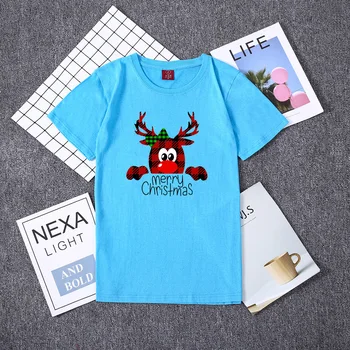 Korėjos Kalėdų Marškinėliai trumpomis Rankovėmis Marškinėlius Plius Dydžio Trišakius Viršų Kalėdų Moteris, T-shirts