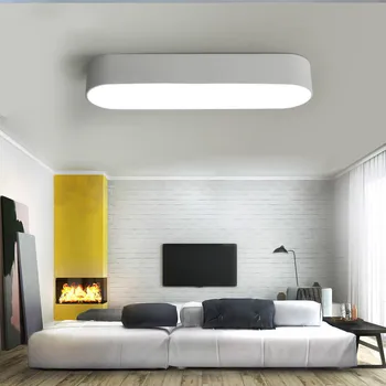 Ilgai juostelės ovalo formos LED lubų apšvietimo juoda balta koridoriaus, miegamojo lubų lampara šiuolaikinės šviesa
