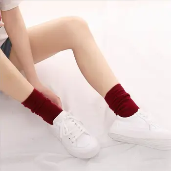 1 pora japonijos korėja vidurinės mokyklos mergaičių kojinės aukštos prarasti vientisų spalvų dvigubo mezgimo virbalai medvilnės ilgai kojinės moterims