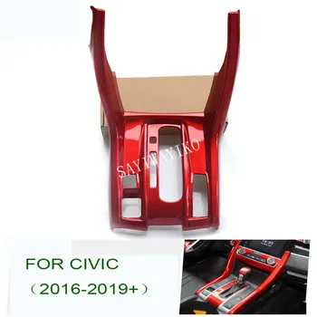 Centrinis Valdymo Pultas Pavarų Perjungimo Rėmo Dangtis Apdaila Tinka Honda Civic 2016 - 2019 Kairėje ratai Matinis Raudonos spalvos Anglies Pluošto ABS