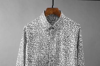 Medvilnės Marškinėliai Vyrų Aukštos Kokybės ilgomis Rankovėmis Leopardas Spausdinti Mens Marškinėliai Mados Slim Fit Šalies Vyrai Suknelė Marškiniai 3XL