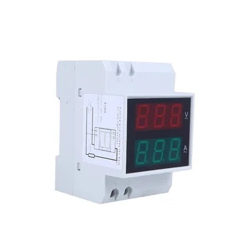 Skaitmeninis Din-Rail LED Įtampos Ammeter Srovės Matuoklis Testeris Voltmeter AC80-300V 0.2-99.9 Dual Ekranas