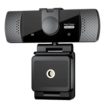 Automatinis fokusavimas 1080P vaizdo Kamera su Mikrofonu Trikojo Privatumo Padengti HD Kompiuterio USB Kameros