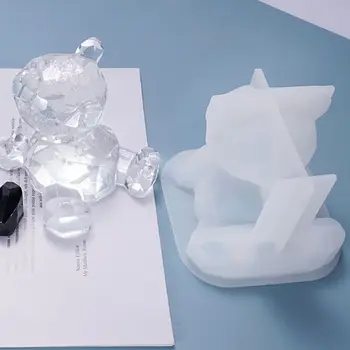 Crystal Epoksidinės Dervos Formų Animacinių filmų 3D Lokys Telefono Turėtojas Liejimo Silikono Forma 
