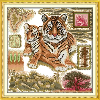 Afrikos Tigras kryželiu rinkinys 14ct 11ct prieš antspaudu drobė siuvinėjimui 