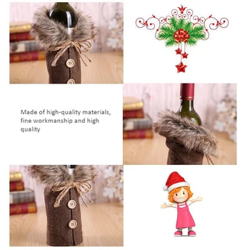 6Pcs Vyno Butelio Dangtelį Kalėdinis Vyno Butelis Dulkių Dangtelį Kalėdų Vyno Butelį, Maišelį Dovanų Naujųjų Metų Dekoro Kalėdos Šalis
