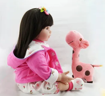 50CM nekilnojamojo Silikono Tikroviška tikra Mergaitė Reborn Baby Lėlės, Žaislai Tikroviška Kūdikių Lėlė Princesė su žirafa lėlės Bebe Atgimsta Bonecas