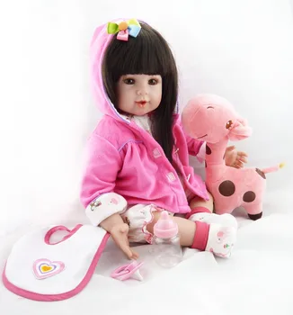 50CM nekilnojamojo Silikono Tikroviška tikra Mergaitė Reborn Baby Lėlės, Žaislai Tikroviška Kūdikių Lėlė Princesė su žirafa lėlės Bebe Atgimsta Bonecas