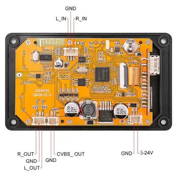 Bluetooth 5.0 MP3 Dekoderis Žaidėjas, 2.8 Colių HD 7-24V Multimedia Vaizdo Dekodavimo Modulį AUx USB TF Kortelę 