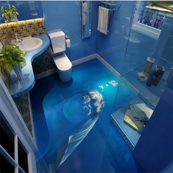 Beibehang grindų užsakymą foto tapetai, 3d grindys ocean world mielas delfinų grindų tapetai, vonios kambarys, lipnios PVC grindys