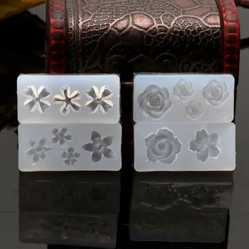 4Pcs 3D Silikono Gėlių Nail Art Pelėsių, UV Expory Dervos Cabochon Papuošalai Priėmimo