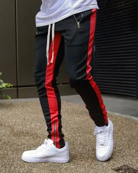 Vyrai Juoda Atsitiktinis Track Kelnės Mados Hip-Hop Fitneso Streetwear Dryžuotos Kelnės Raišteliu Poilsiu Sweatpants Pantalon Homme