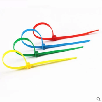 100vnt/daug Plastiko, savaiminio fiksavimo mėlyna raudona žalia geltona nailono kabeliui kabelis 4*150mm spalvotų plastikinių antspaudas etiketės kaklaraištis