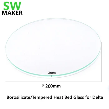 SWMAKER 200mm turas borosilikatinio/aukštas grūdintojo stiklo plokštės, 3mm, Storis, 