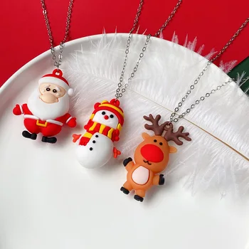 Kalėdų Karoliai Moteris Silikono Karoliai Moterys, Santa Claus Pakabukas Ponios Aukštos Kokybės Juvelyriniai Dirbiniai Lady Papuošalų Mados Collier