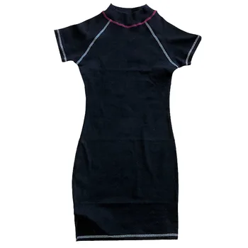 MRMT 2021 visiškai Nauji moteriški marškinėliai Suknelė Tamprumo Jėga Vidurio Apykaklės trumpomis Rankovėmis T-shirt moterims Slim vientisos Spalvos Suknelė