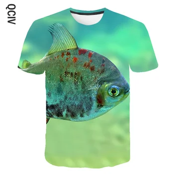 Naujas cartoon vaikų marškinėliai viršuje mielas žvejybos T-shirt O-kaklo atsitiktinis viršų T-shirt 4T-14T