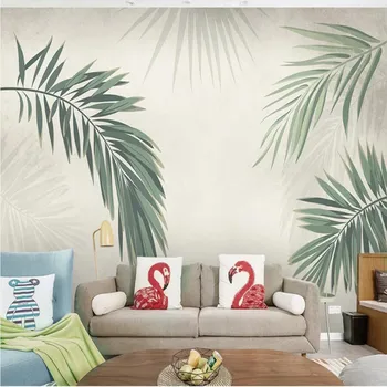Milofi užsakymą didelis tapetai, freskos 3d nordic small šviežių augalų palmių lapų fone tapetai, freskos