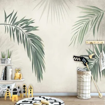 Milofi užsakymą didelis tapetai, freskos 3d nordic small šviežių augalų palmių lapų fone tapetai, freskos