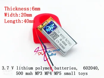 3.7 V 500mAh 602040 Ličio Polimero Li-Po ličio jonų Baterija Mp3 MP4 MP5 GPS mobiliojo ryšio 