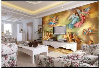 Aukštos klasės užsakymą 3d tapetai freskomis sienos kambarį angelas aliejaus tapybai TV sienų tapyba fone sienos popieriaus namų puošybai