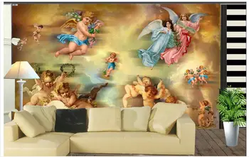 Aukštos klasės užsakymą 3d tapetai freskomis sienos kambarį angelas aliejaus tapybai TV sienų tapyba fone sienos popieriaus namų puošybai