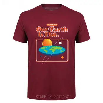 Print T-Shirt Vyrai Funy marškinėlius Mūsų Žemė yra Plokščia Trumpas Rankovės O-Kaklo, medvilnės Grafinis Viršūnes Tee marškinėliai vyrams