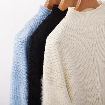 2020 Naujas Moterų Pavasario Žiemos Žiemos Moterų Prarasti ilgomis Rankovėmis O-Kaklo korėjos Megztiniai Megztinis Kailis Plonas Žiemos Moterys Solid Džemperis