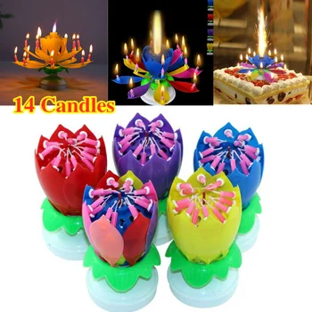 14 Žvakės Muzikos Gimtadienio Tortas, Žvakės, Kūrybos Lotus Flower Festivalis Dekoratyvinis Muzikos Grupė Žvakė